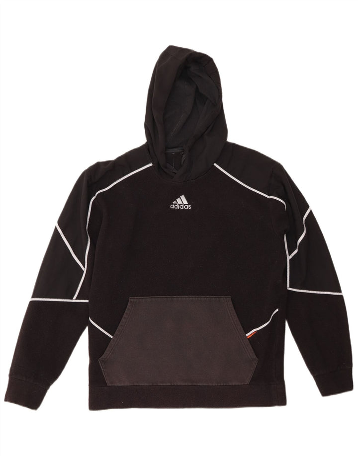 Męski sweter polarowy z kapturem ADIDAS, mały, czarny, poliestrowy
