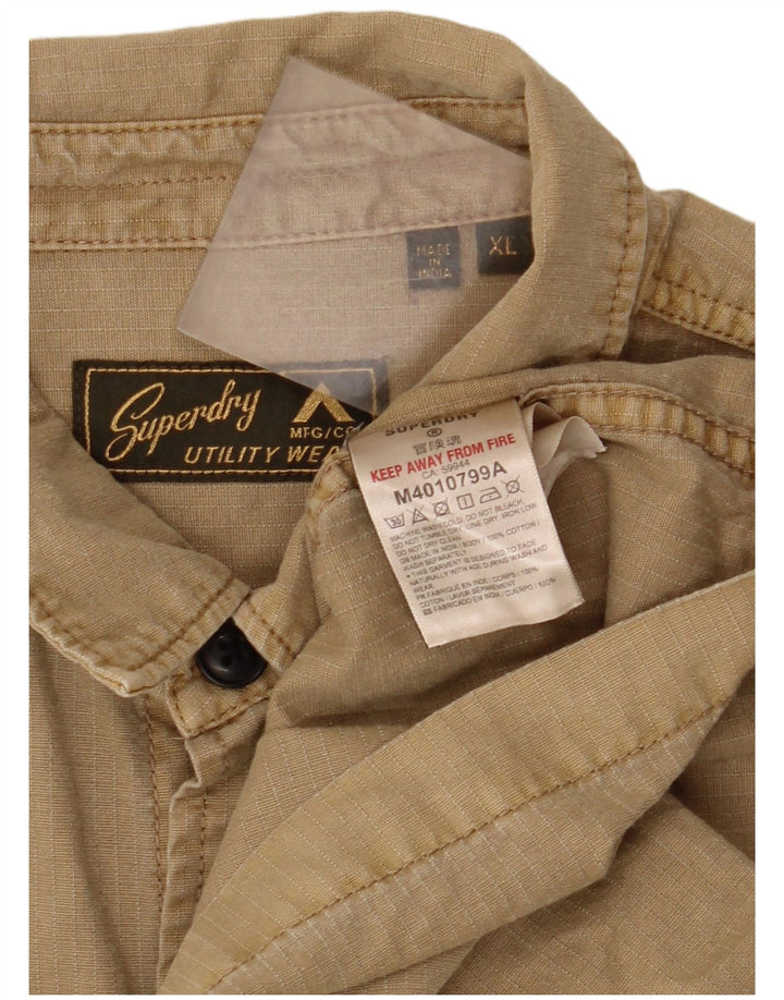 Koszula męska Superdry XL, beżowa, bawełniana