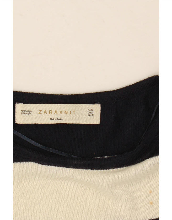 Damska bluzka oversize z rękawem 1/2 Zara UK 12 w średnie białe paski