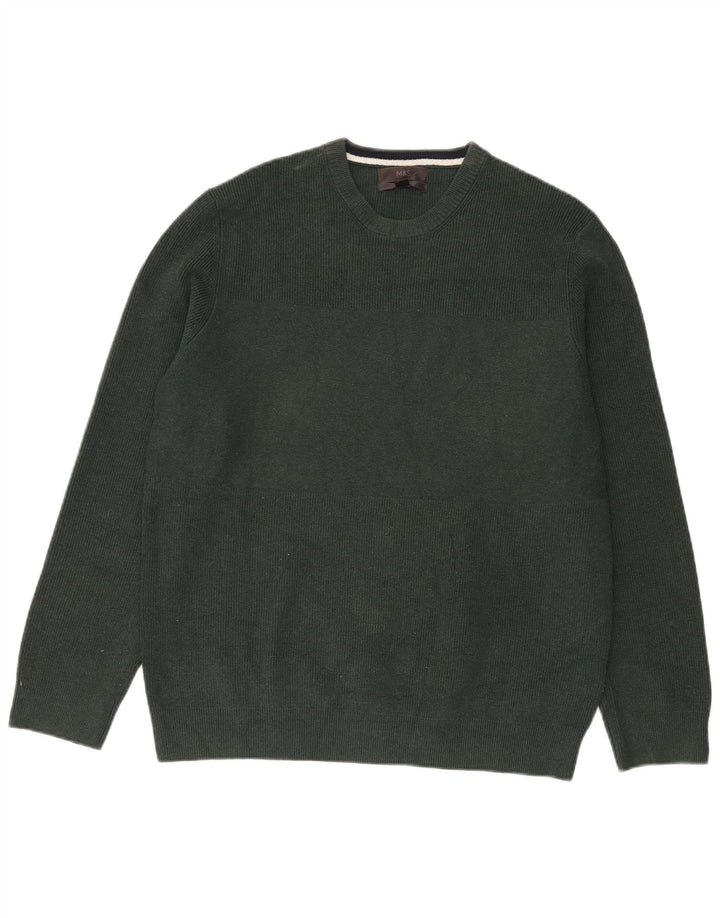 Marks & Spencer Męski sweter z okrągłym dekoltem XL, zielony, poliester