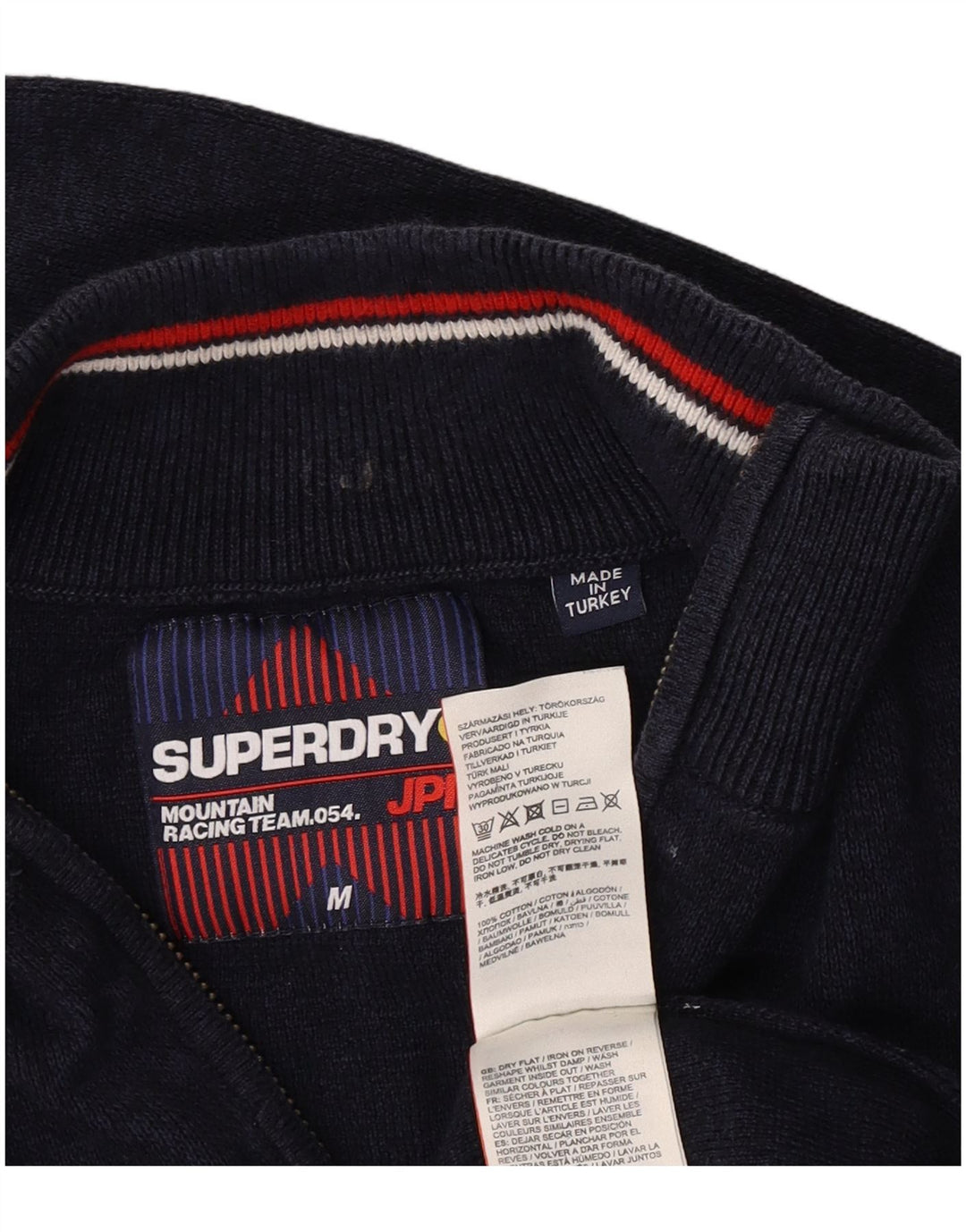 Męski sweter z zamkiem błyskawicznym Superdry, średni granatowy, bawełniany