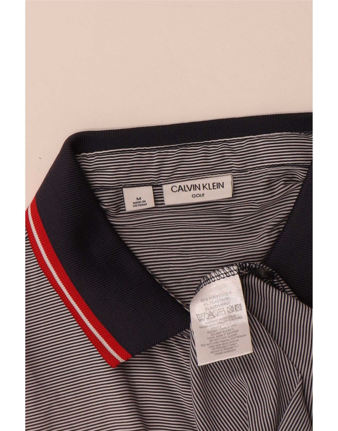 Męska koszulka polo Calvin Klein, średniej szarości, poliester w prążki