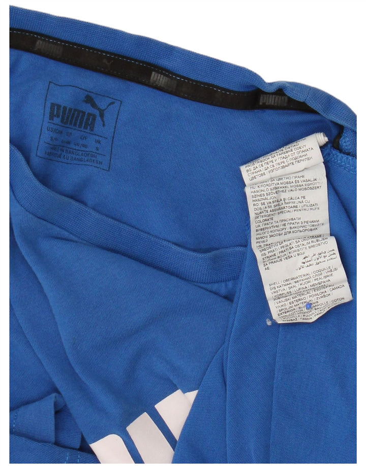 Męski T-shirt z grafiką Puma, mały, niebieski, bawełniany