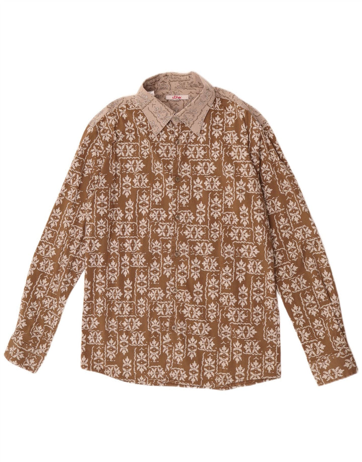 Koszula męska S.Oliver, duża, brązowa, bawełniana w kwiaty