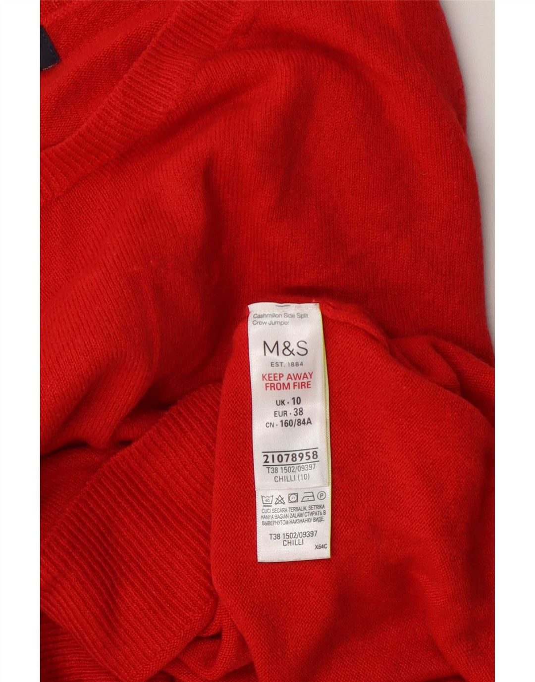 Marks & Spencer Damski sweter z okrągłym dekoltem UK 10, mały, czerwony akryl