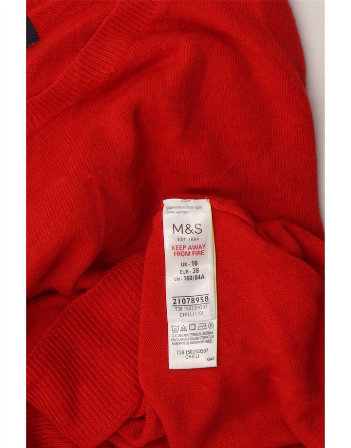 Marks & Spencer Damski sweter z okrągłym dekoltem UK 10, mały, czerwony akryl