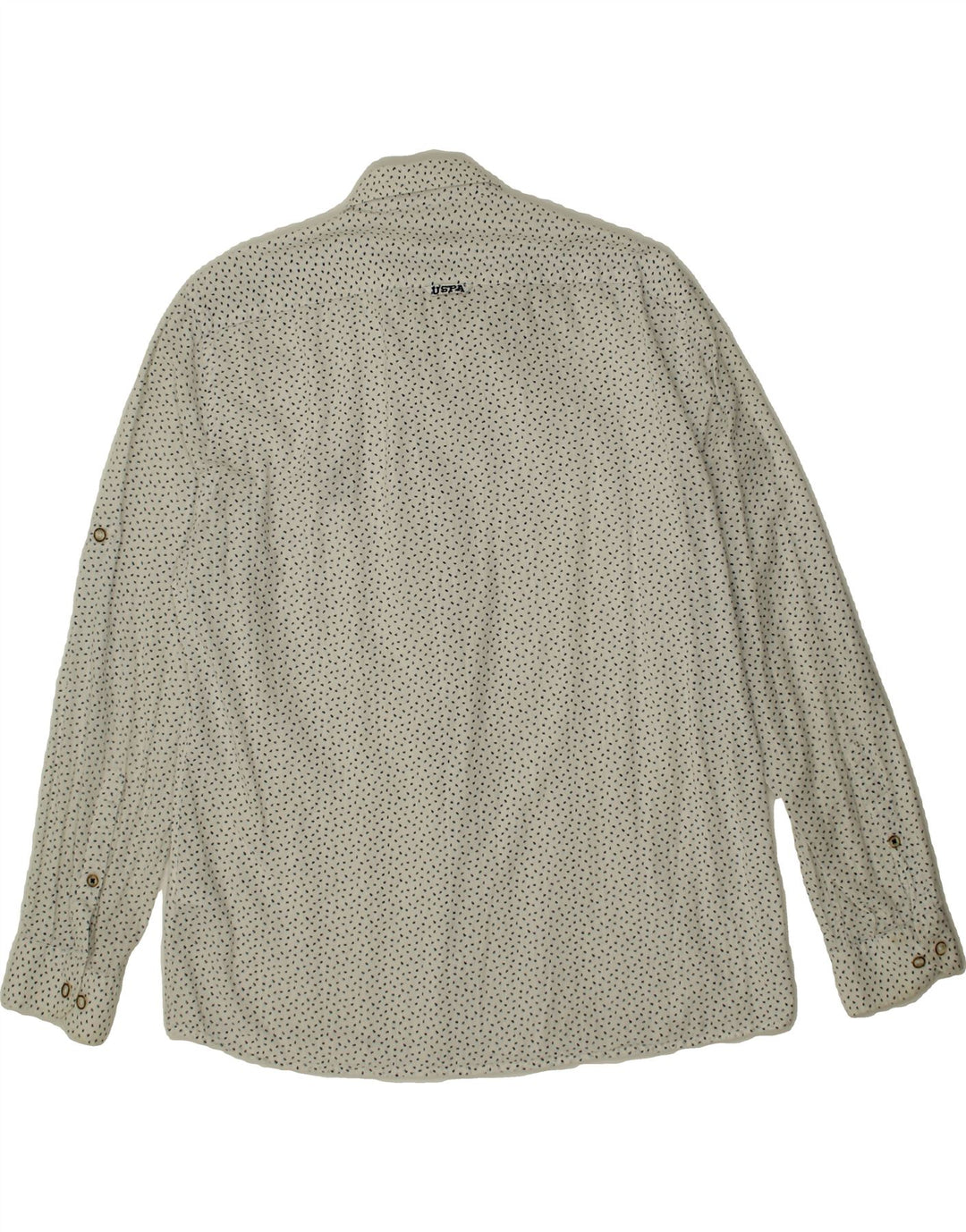 U.S. POLO ASSN. Mens Shirt Large White Flecked Cotton Vintage U.S. Polo Assn. and Second-Hand U.S. Polo Assn. from Messina Hembry 