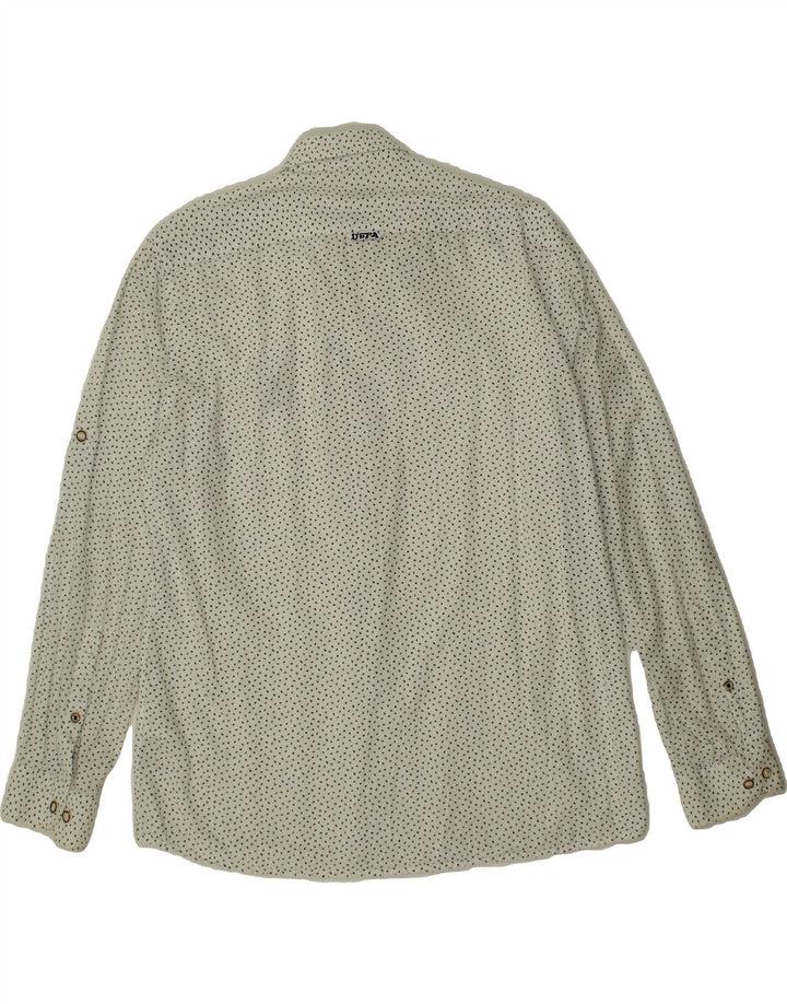 U.S. POLO ASSN. Mens Shirt Large White Flecked Cotton Vintage U.S. Polo Assn. and Second-Hand U.S. Polo Assn. from Messina Hembry 