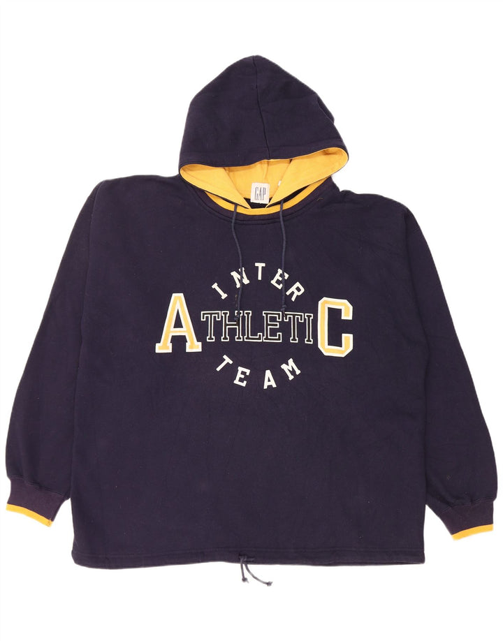 Męski sweter z kapturem i grafiką Gap, duży, granatowy, poliester