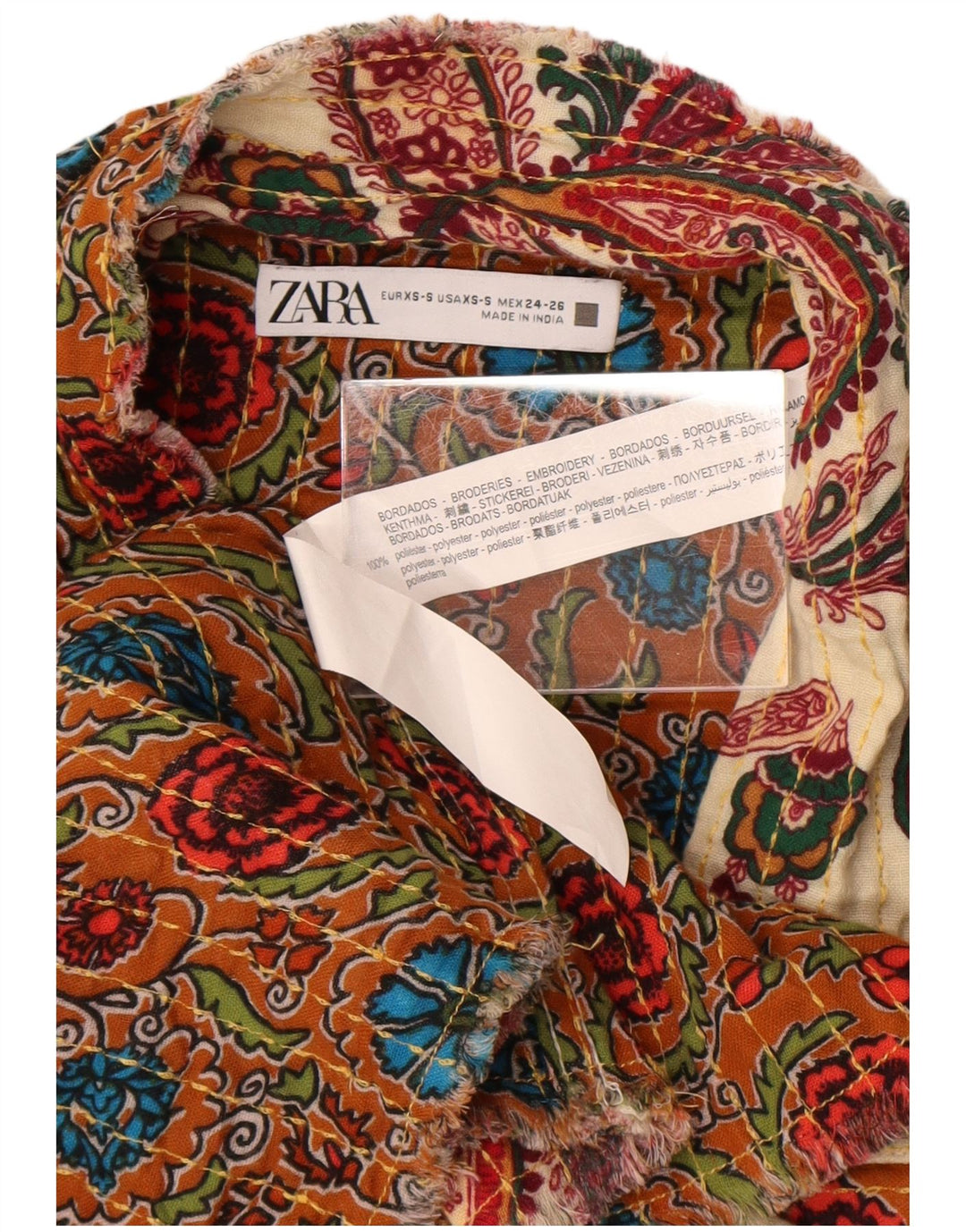 Damska kurtka bomberka oversize Zara UK 6 XS w kolorze złamanej bieli Paisley, poliester