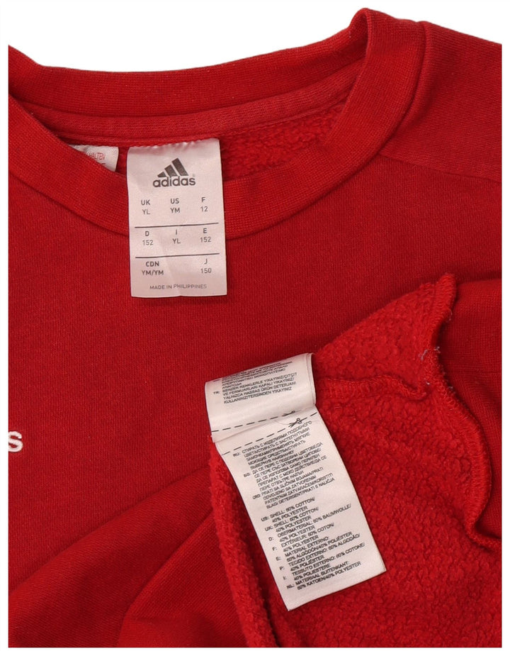 Adidas Chłopięca Bluza Sweter 11-12 Lat Duża Czerwona Bawełna