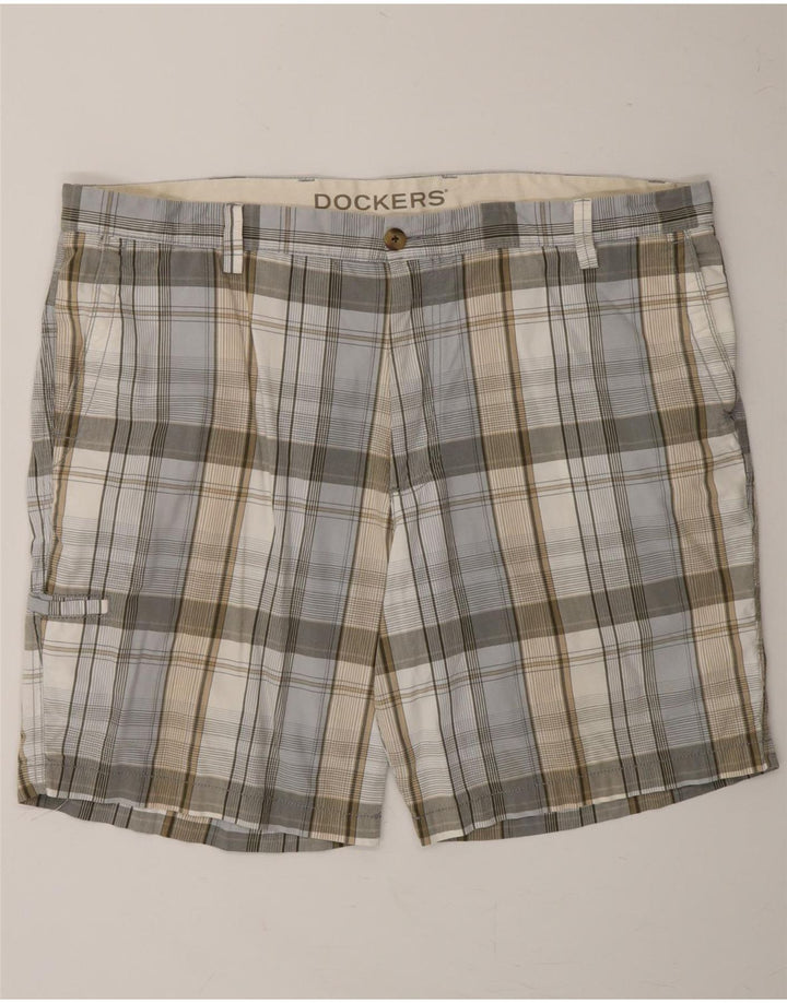DOCKERS Mens Chino Shorts  W42 2XL Grey Check Cotton Vintage Dockers and Second-Hand Dockers from Messina Hembry 