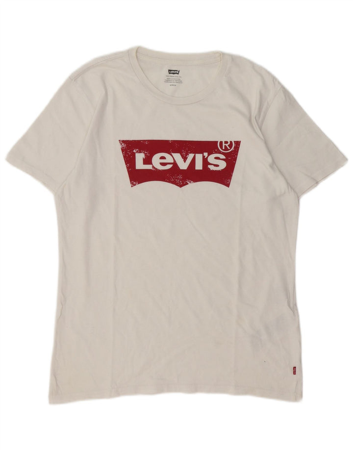 Męski T-shirt z grafiką LEVI'S, mały, biały, bawełniany