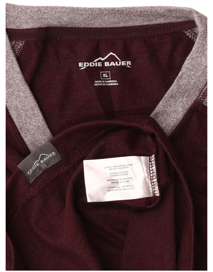 Męski top Eddie Bauer z długim rękawem XL, bordowa, bawełniana w bloki kolorów