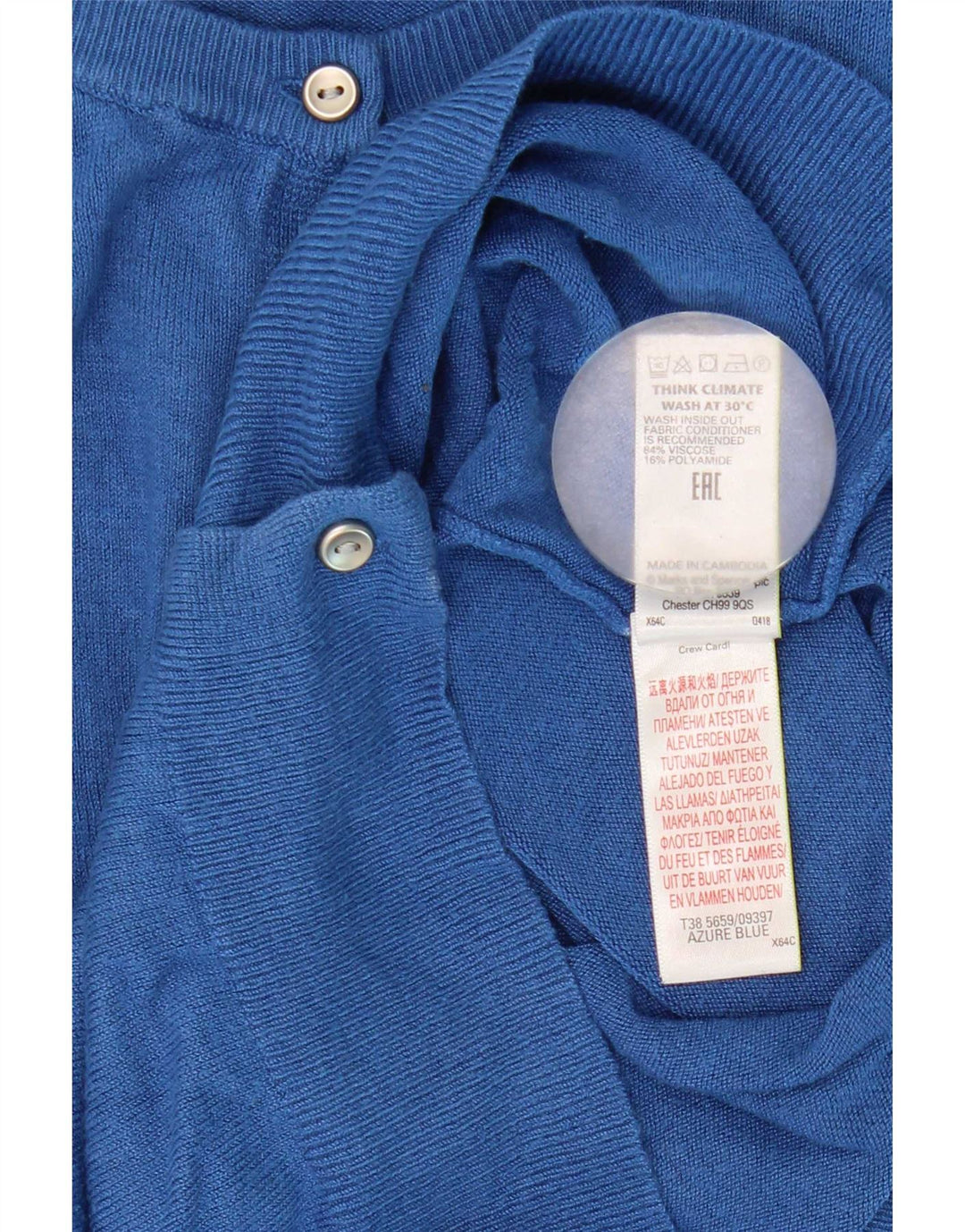 Marks & Spencer Damski sweter kardigan UK 8 Small Blue Wiskoza