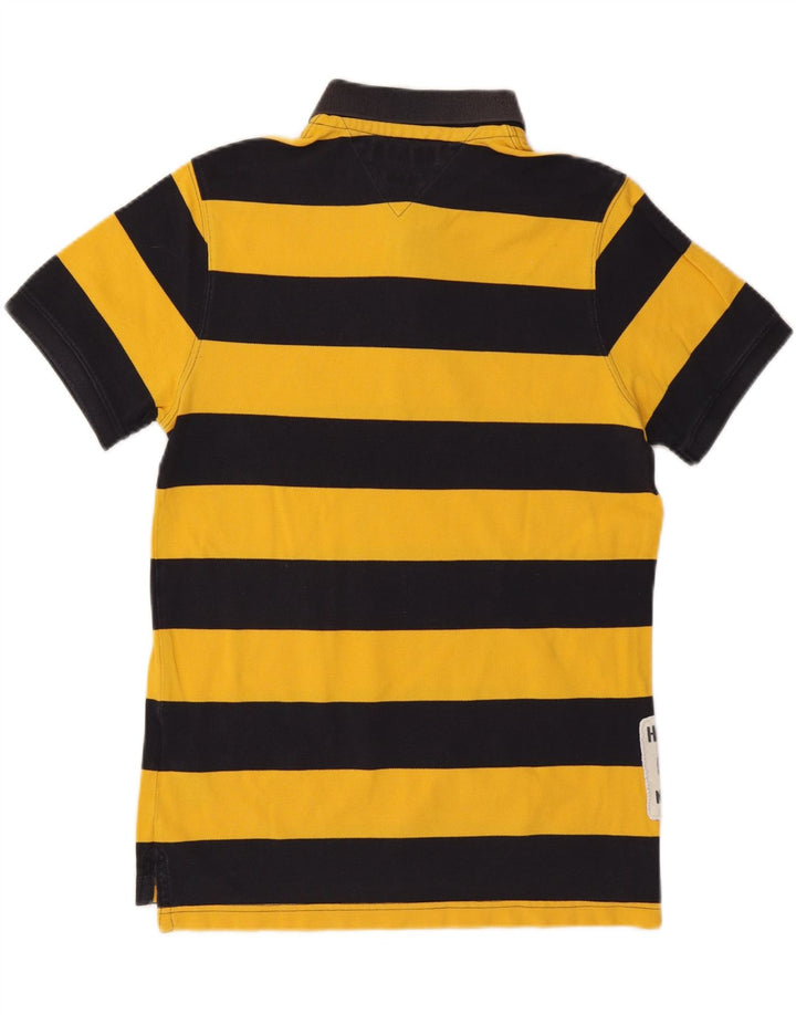 Męska koszulka polo slim fit TOMMY HILFIGER, duża, żółta, bawełniana w paski