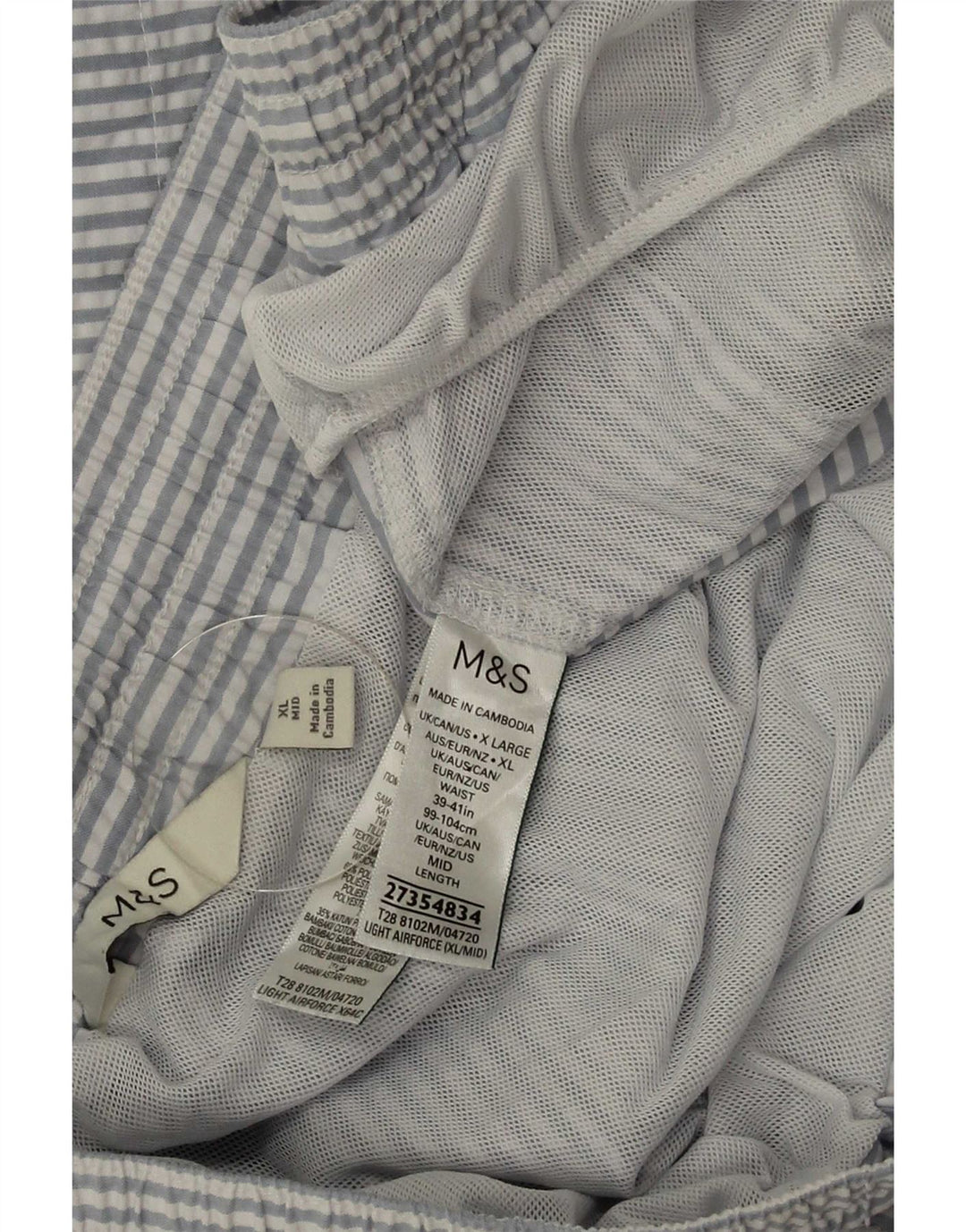 Męskie spodenki kąpielowe Marks & Spencer XL, niebieskie, poliestrowe w prążki