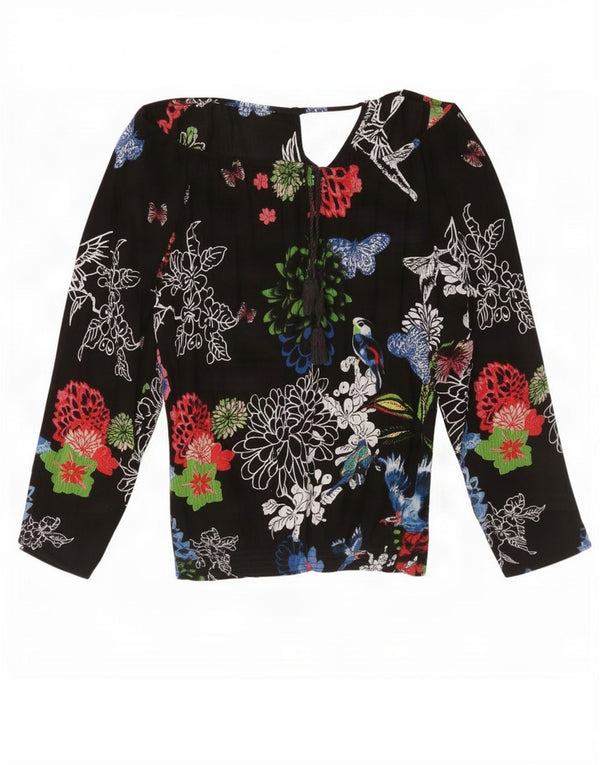 Damska bluzka oversize z długim rękawem Desigual UK 18 XL w czarne kwiaty