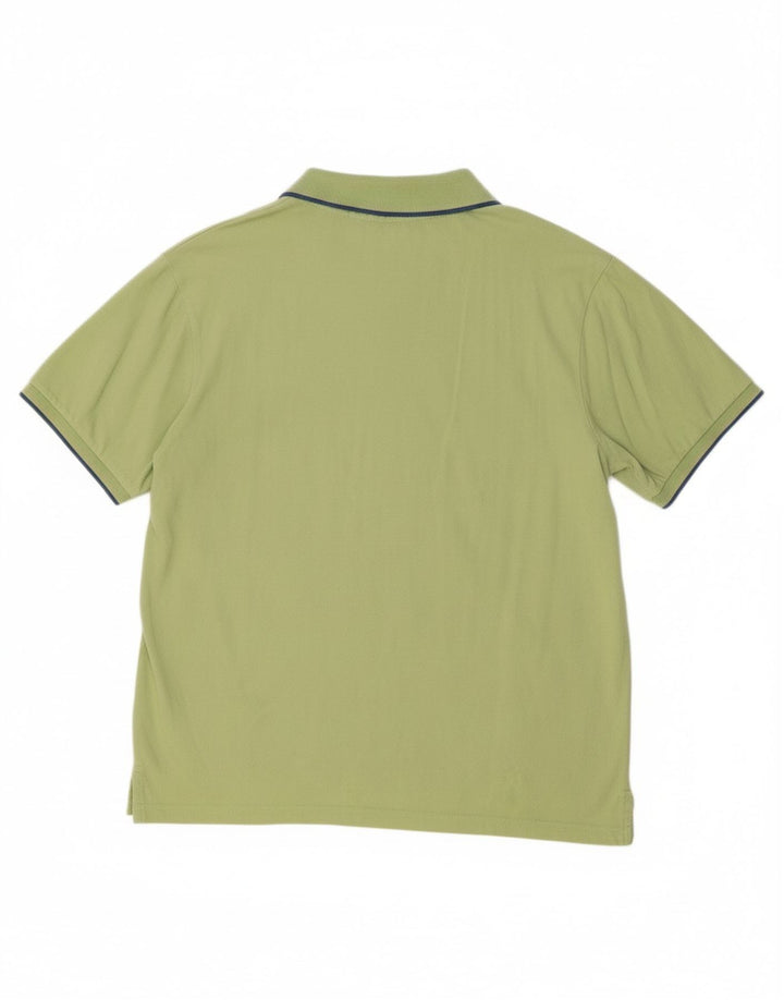 TRUSSARDI Mens Polo Shirt XL Green Cotton