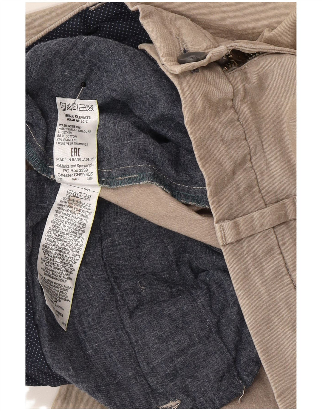 Marks & Spencer Męskie spodnie Chino W32 L29 Szare bawełniane