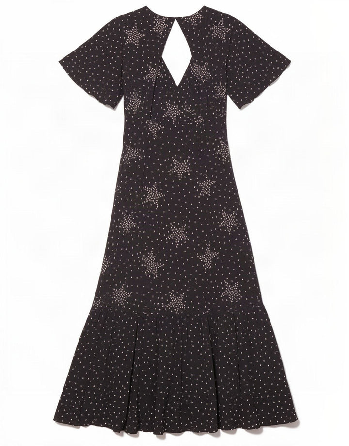 Damska sukienka maxi z abstrakcyjnym wzorem Topshop UK 8, mała, czarna w cętki