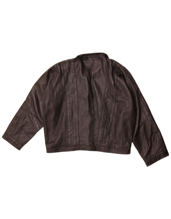 ENRICO COVERI Damska kurtka skórzana oversize UK 10, mała czarna skóra