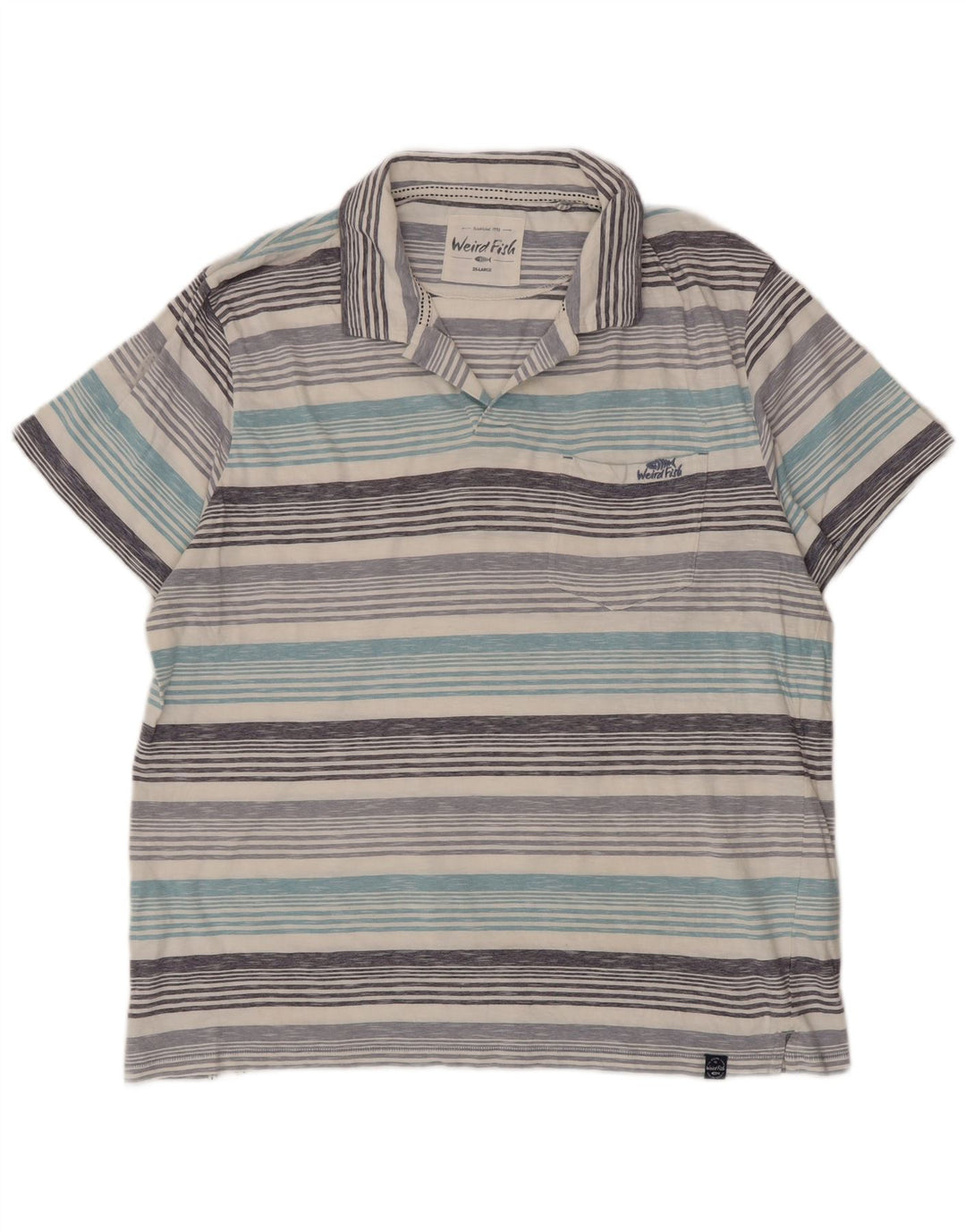Męska koszulka polo Weird Fish 2XL, niebieska, bawełniana w paski