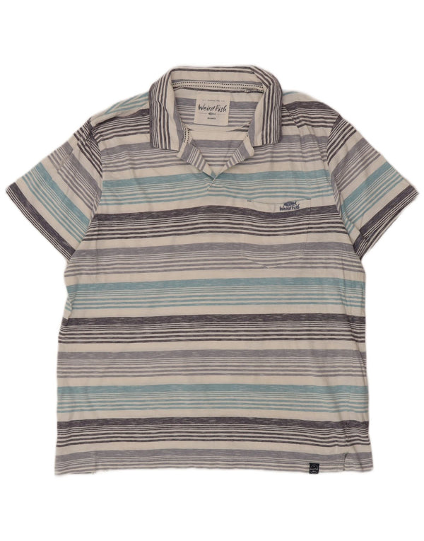 Męska koszulka polo Weird Fish 2XL, niebieska, bawełniana w paski