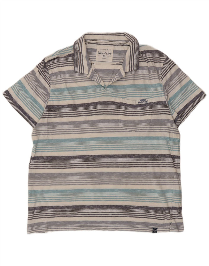 Męska koszulka polo Weird Fish 2XL, niebieska, bawełniana w paski