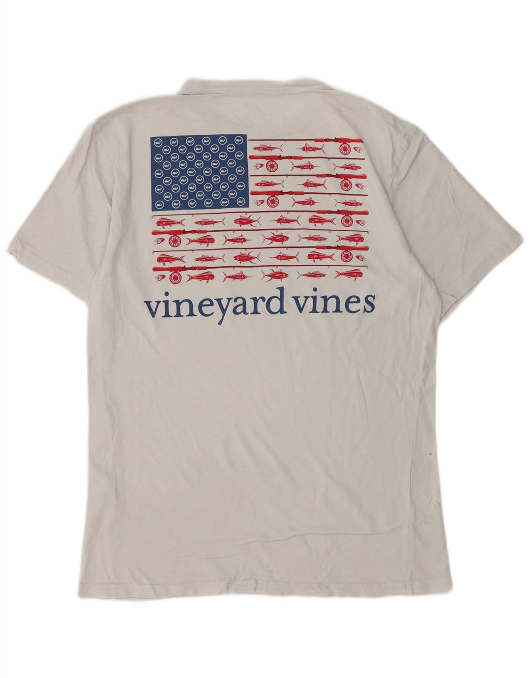 Męski T-shirt z grafiką VINEYARD VINES, mały, złamanej bieli, bawełniany