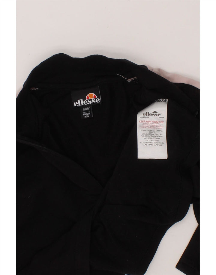 ELLESSE Girls Crop Pullover Tracksuit Top 12-13 Years Black Colourblock Vintage Ellesse and Second-Hand Ellesse from Messina Hembry 