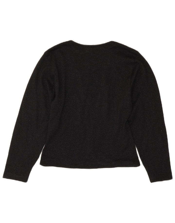 Sweter damski w stylu vintage, otwarty kardigan IT 44, średnia czarna dziewicza wełna