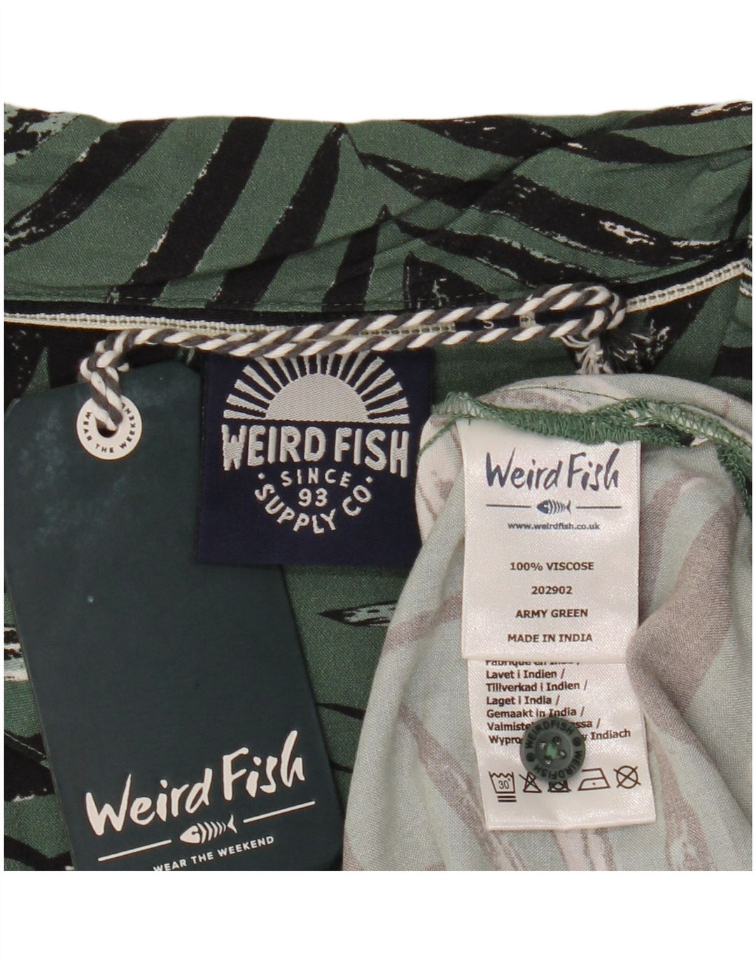 Męska koszula z krótkim rękawem Weird Fish w abstrakcyjny wzór, mała, zielona wiskoza