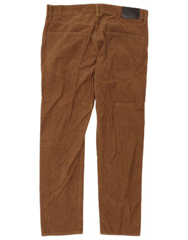 Marks & Spencer Damskie sztruksowe spodnie slim fit W34 L27 Brązowa bawełna