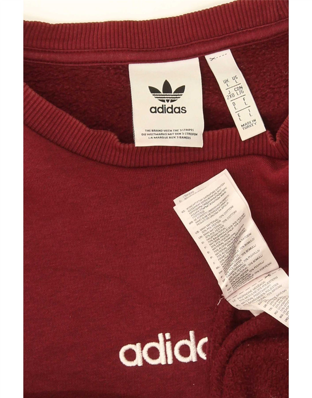 Adidas Męska bluza z grafiką, duża, bordowa bawełna