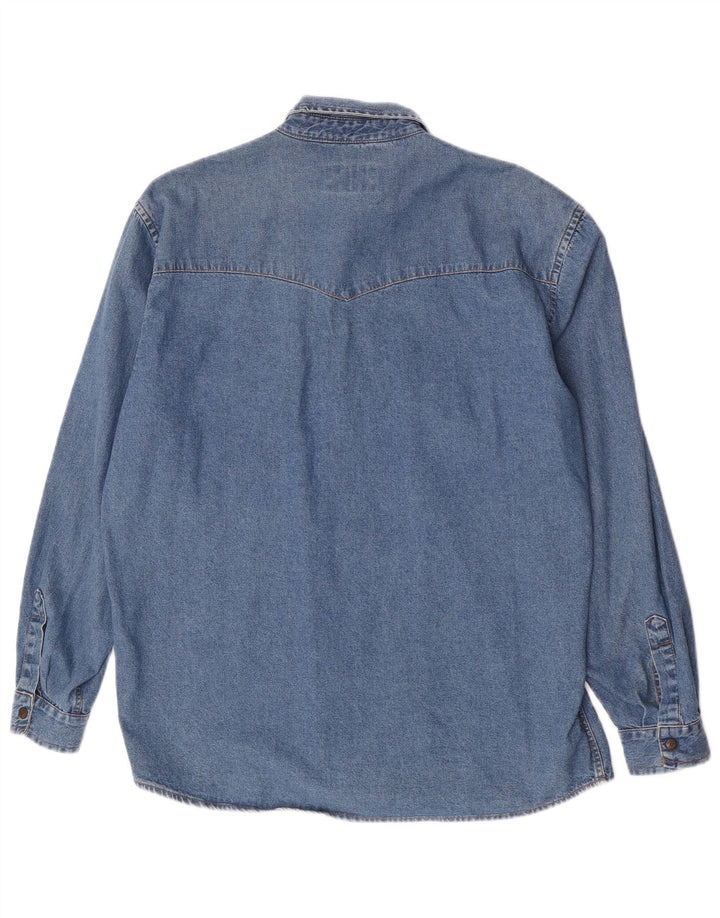 Vintage męska koszula dżinsowa, duża niebieska