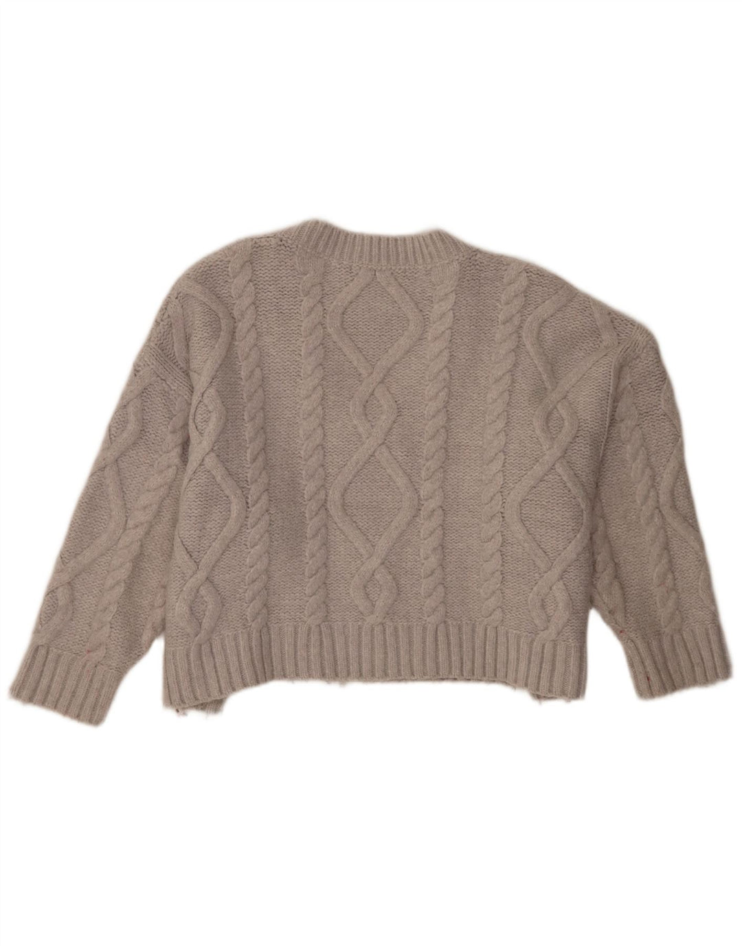 Damski sweter Zara Crop Oversize z dekoltem w kształcie litery V UK 14 Średni szary akryl