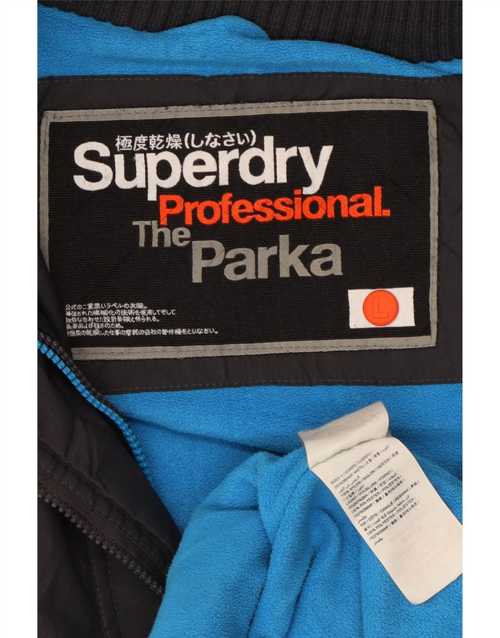 Męska kurtka parka z kapturem Superdry UK 40, duża, czarna, nylonowa