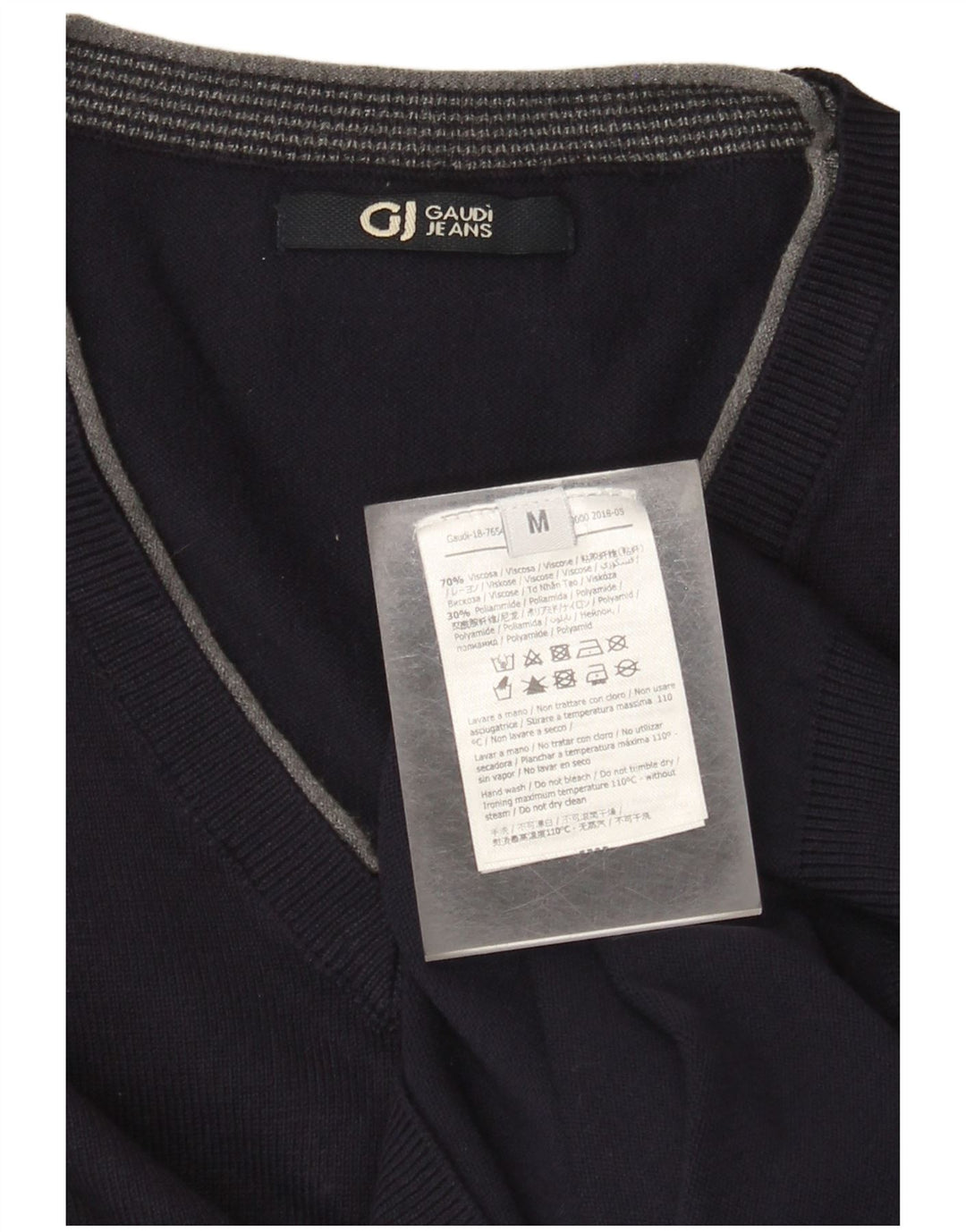 Męski sweter Gaudi z dekoltem w kształcie litery V, średni granatowy, wiskoza