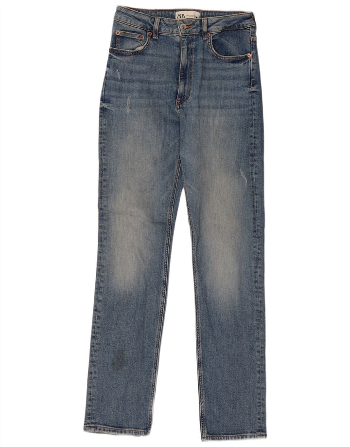 Damskie jeansy ZARA w trudnej sytuacji, proste EU 36 XS W26 L32 niebieskie