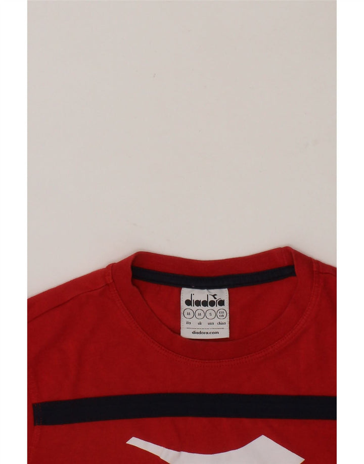 DIADORA Boys Graphic T-Shirt Top 7-8 Years Medium  Red Cotton Vintage Diadora and Second-Hand Diadora from Messina Hembry 