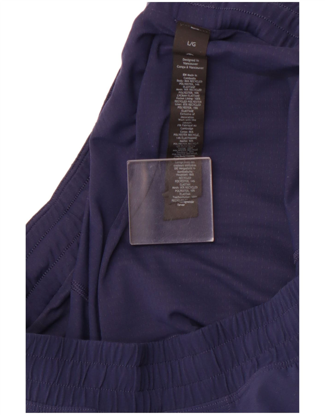 Damskie spodenki sportowe LULULEMON UK 14, duże, granatowe, poliestrowe