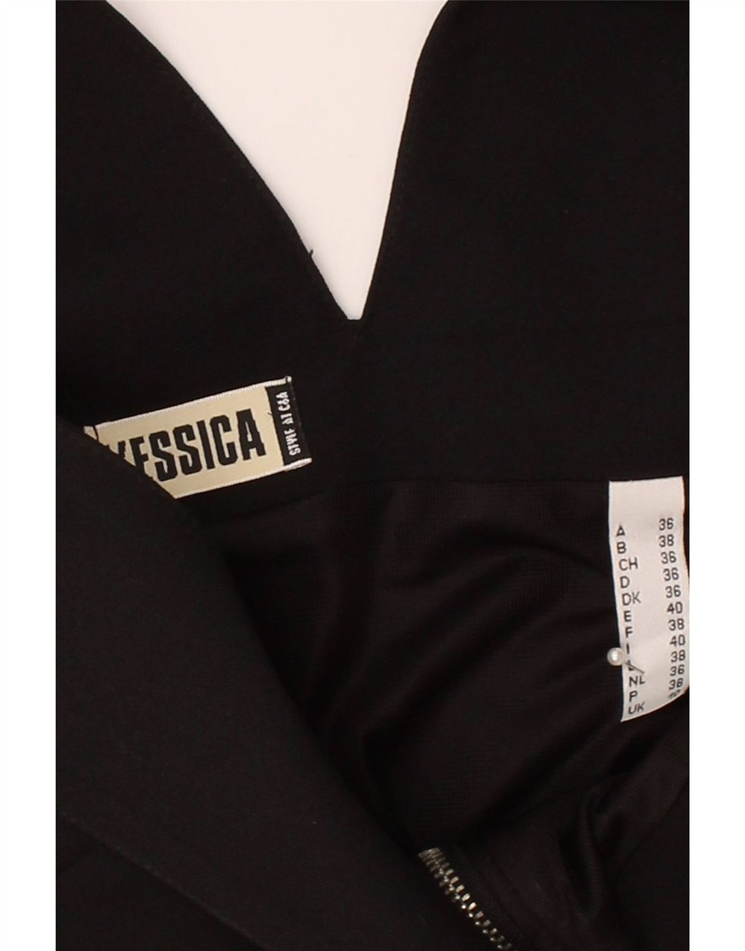 YESSICA Womens Pinafore Dress UK 10 Small  Black Polyester Vintage Yessica and Second-Hand Yessica from Messina Hembry 