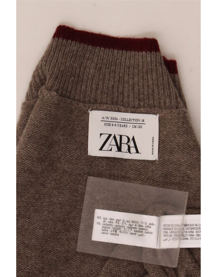 Zara Chłopięcy sweter z golfem 8-9 lat Brązowa wełna