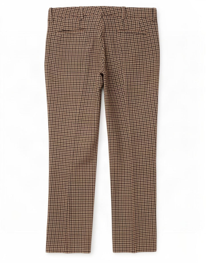 Damskie proste spodnie chino Zara, średnie W28 L28, brązowa kratka, poliester