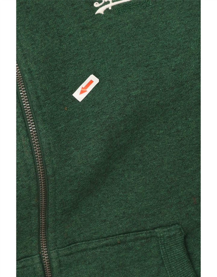 Męski sweter z kapturem i zamkiem Superdry, średniozielony, bawełniany