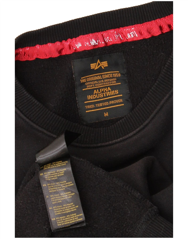Męska bluza z grafiką Alpha Industries, średnia czarna, bawełniana