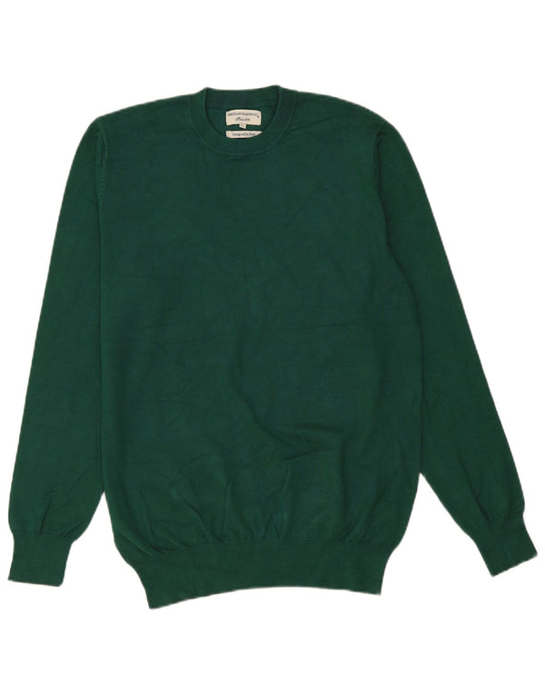 Vintage męski sweter z okrągłym dekoltem, duży, zielony, wiskoza