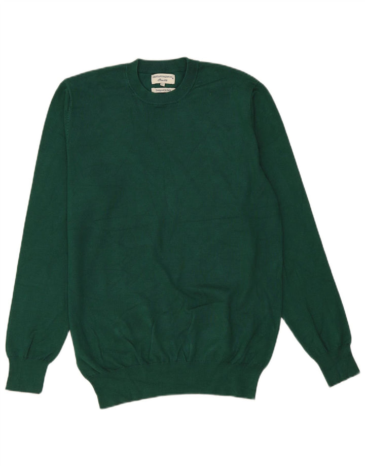 Vintage męski sweter z okrągłym dekoltem, duży, zielony, wiskoza