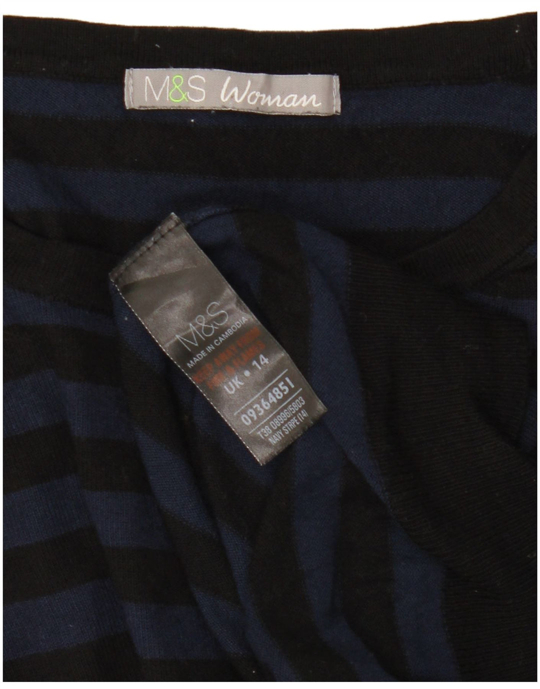 Marks & Spencer Damski sweter z dekoltem w łódkę, UK 14, średni granatowy